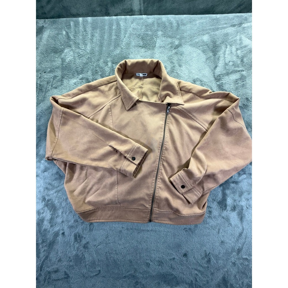Fashion Nova Womens 3X Tan Faux Suede Asymmetrical Zip Moto Jacket HF21C169-P